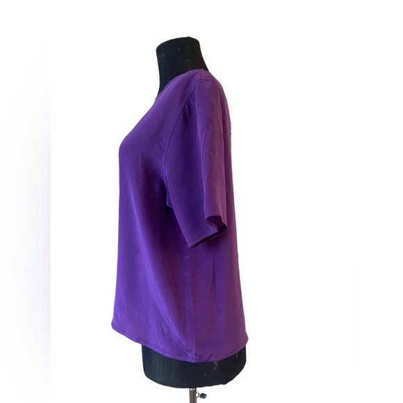 Vintage Classix Short Sleeve Purple Silk Blouse Small - Picture 5 of 13